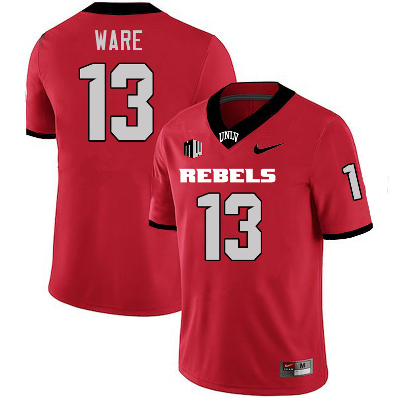 Men #13 Jarvis Ware UNLV Rebels College Football Jerseys Stitched-Scarlet